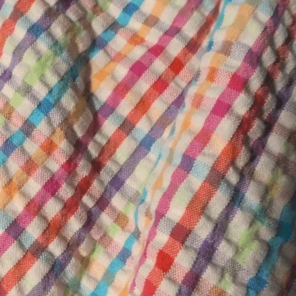 Oshkosh B'Gosh Y2K Infant Girls Rainbow Seersucker Dress Embroidered Cherry 🍒